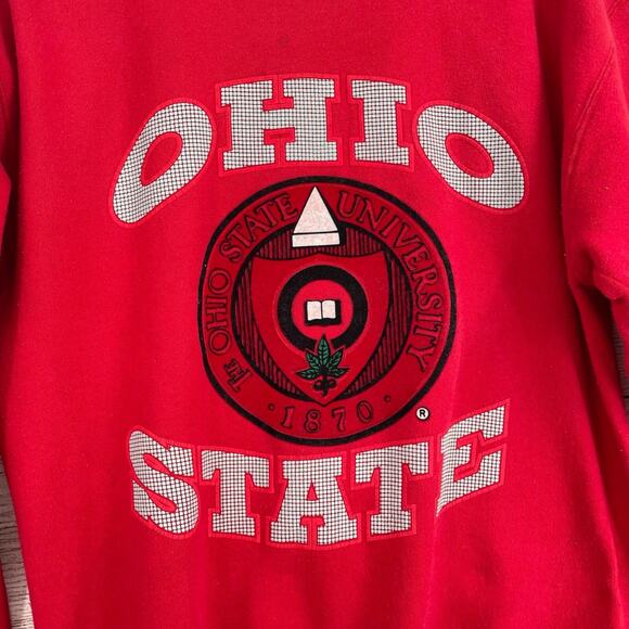 Vintage 90's Jerzees Ohio State Crew Neck Sweatshirt Women's Size Large Red - Picture 4 of 11